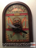 Sign - wall decor, arched top, Koloskis Fantastic Flying Services, cast iron plane propellor, 27