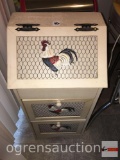 Furniture - Vegetable bin cabinet, 3 door, Rooster motif, 14.25