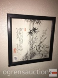 Artwork - Asian silk art, framed, 13.5