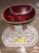 Kitchen ware - Large wooden watermelon motif bowl w/napkin rings, Mammie salt & pepper & lg. trivet