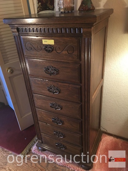 Furniture - Lingerie chest, Ethan Allen, dark oak, 7 drawer, bun feet, 53"hx25"wx18"d