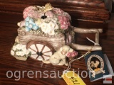 Schmid 1988 ceramic figural music box, French Country Store, made in Sri Lanka, plays Everything is