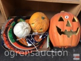 Halloween decor - lighted pumpkins etc.