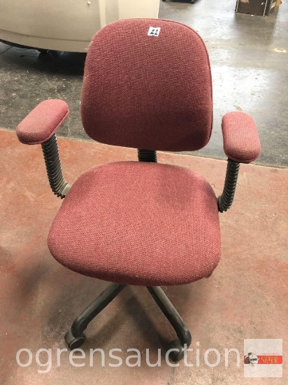 Office - Chair, 5 star base, armed, Burgundy chair