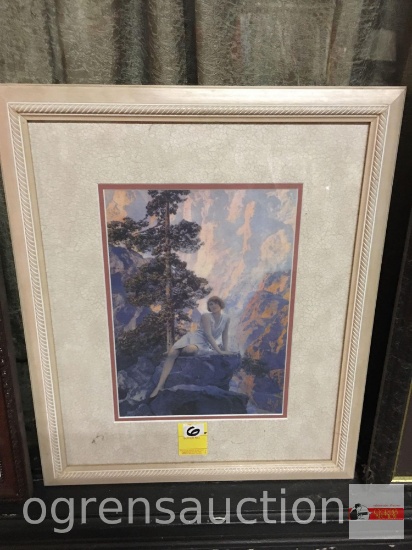 Artwork - Parrish looking print, framed, 17"wx20"h