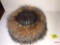 Hat - Fur broad trim leather hat, felt lined