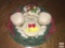 Holiday dish ware - lg. wreath platter, teapot, covered candy& 2 mugs