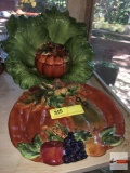 KB - Kaldun & Bogle - 4 pcs. Pumpkin platter, covered pumpkin bowl and lg. lettuce bowl
