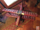 Large wooden decor bi-plane, red, wooden