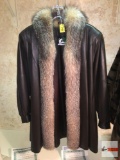 David Green Fur trimmed leather coat, custom made