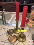 Candlesticks - pr. brass with 2 pillar inserts