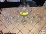 Glassware - Lg. pedestal compote and 11 dessert cups