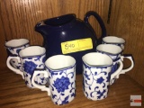 Pottery - pitcher & 6 mugs