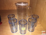 Patio ware - pitcher and 5 glasses