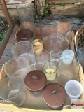 Glass round canisters, candle jars, vases etc.