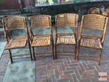 4 Rattan folding side chairs