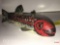 Fishing - Fish decoy - Hand carved, red/black, Heavy weighted 7