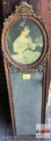 Vintage wall mirror/artwork, young girl, ornate frame