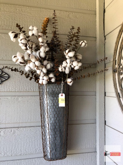 Yard & Garden - Decor tin vase w/cotton on cast star hook, 17"hx8"w (33"h)