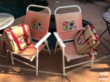 San Francisco football gear, 2 folding lawn chairs & 2 folding stadium seats w/cup holder