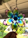 Yard & Garden - Wind chime, stained glass flower, 38