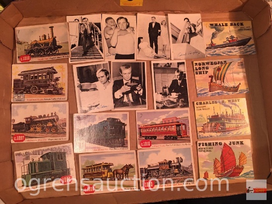 Ephemera - 19 vintage collector cards, 1960's Hollywood, trains, boats