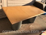 Conference/work table, beveled edge work top with 2 lg. cylinder bases, 72