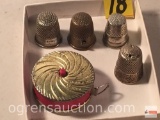 Sewing - 4 vintage thimbles & Germany tape measure