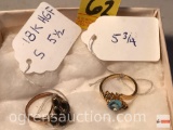 Jewelry - Rings - 2 - Black 9 stone18k HGF sz 5.5 & lg. light blue stone w/6 sm. clear sz 5.75