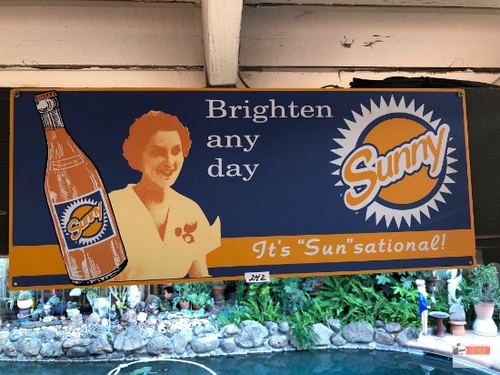 Sign - tin 25.5"wx10.5"h, Sunny soda pop sign