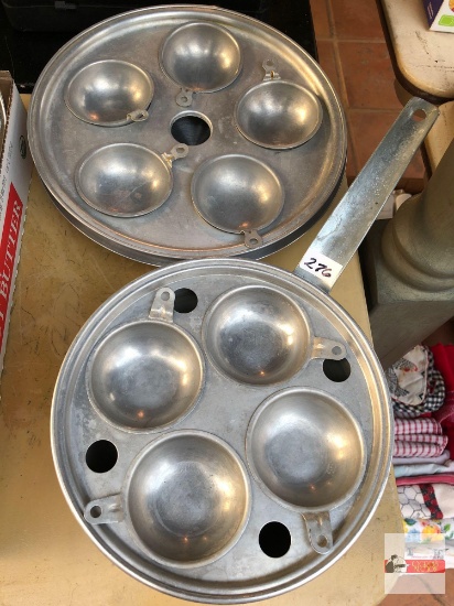 Kitchen - aluminum pan w/4 slot poached egg inserts and lg. 5 slot insert