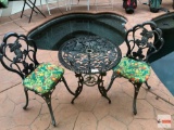 Yard & Garden - cast aluminum bistro table & 2 chairs, grapes motif, 24