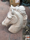 Yard & Garden - Lg. horse head cement statuary, 1 ear as is, 21