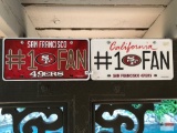 Automotive - 2 advertising decor license plates, San Francisco 49ers #1 fan, 12