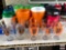 Lg. insulated drink mugs, water bottles and 5 glass San Francisco tumblers