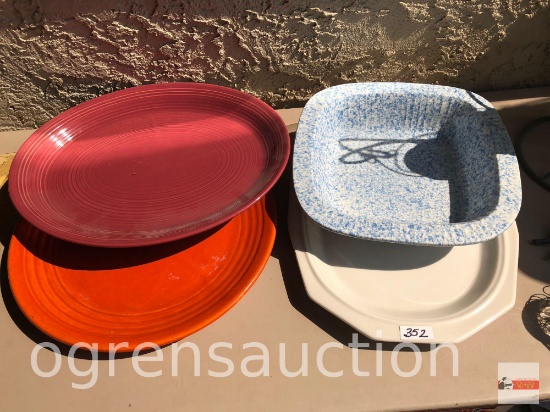 Dish ware - 3 serving platters and 1 square serving bowl