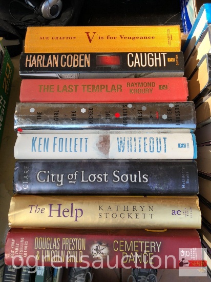 Books - Novels - 8 hardback - Sue Grafton, Ken Follett, Kathryn Stockett, Harlan Coben etc.