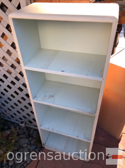 Storage Shelf - wooden, 4 Shelves, white, 17.5"w9"dx48"h