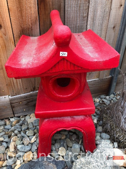 Yard & Garden - Lg. cement pagoda, red, 27"hx15"wx17"w