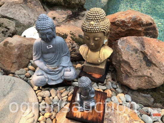 Yard & Garden - 3 Eastern goddess statuary, 6"h, 12"h, 13'h