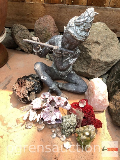 Yard & Garden - Eastern goddess statuary 15"h and misc. shells & rocks & crystals