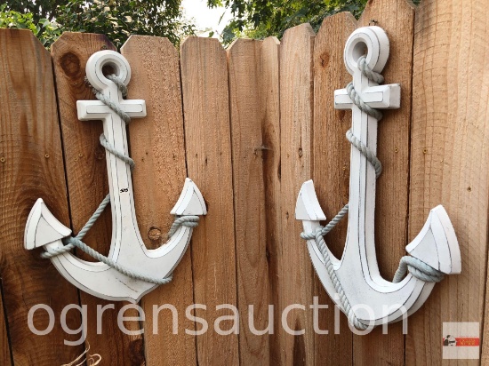 Yard & Garden - 2 wooden decor anchors, 23"hx16.5"w