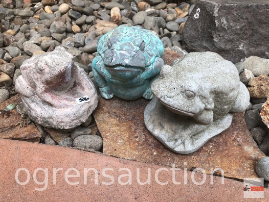 Yard & Garden - 3 cement frog statuary, 6"h