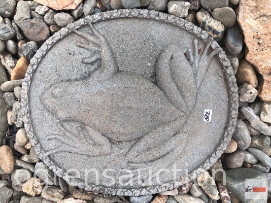 Yard & Garden - Oval cement stepping stone, embossed frog, 15"wx12.5"w