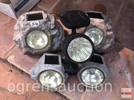 Yard & Garden - 5 decor solar lights, 4 rock design
