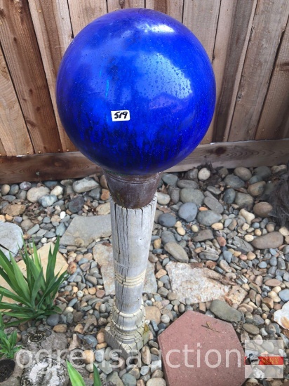 Yard & Garden - glass ball on post, 44"h