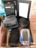 Electronics - Aiwa Clock radio, Nelsonic Alarm clock, 3 calculators and handheld Tetris game