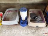Pet items - 2 cat litter boxes and food/water dispenser