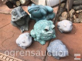 Yard & Garden - 6 frog statuary, 3 resin, 3 cement 3.5