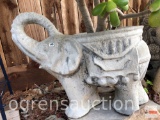 Yard & Garden - Elephant cement planter w/jade tree, 21
